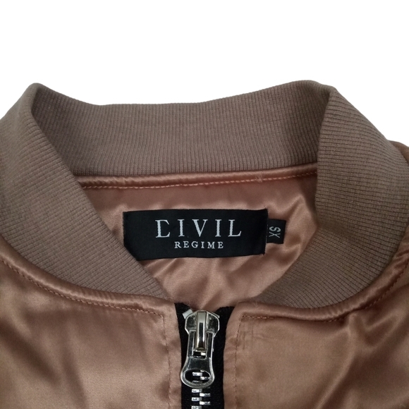 Civil Regime Mauve Polyester Zip Up Bomber Jacket MA-1 XS - Picture 4 of 6